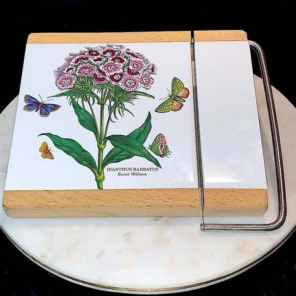 BOTANIC GARDEN BY PORTMEIRION CHEESE BOARD SLICER SWEET WILLIAM TILE PORCELAIN - Picture 1 of 8